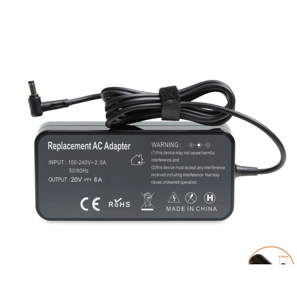 Cục Sạc 20V-6A (Đầu kim) Slim Cho Laptop Asus FX505,FX566,FX705,FX86,FX95,FX506,FA506,FX706,FX76, G531GT,G731G,GL731GT,G513IH,G713IH,Msi Ms-16U5