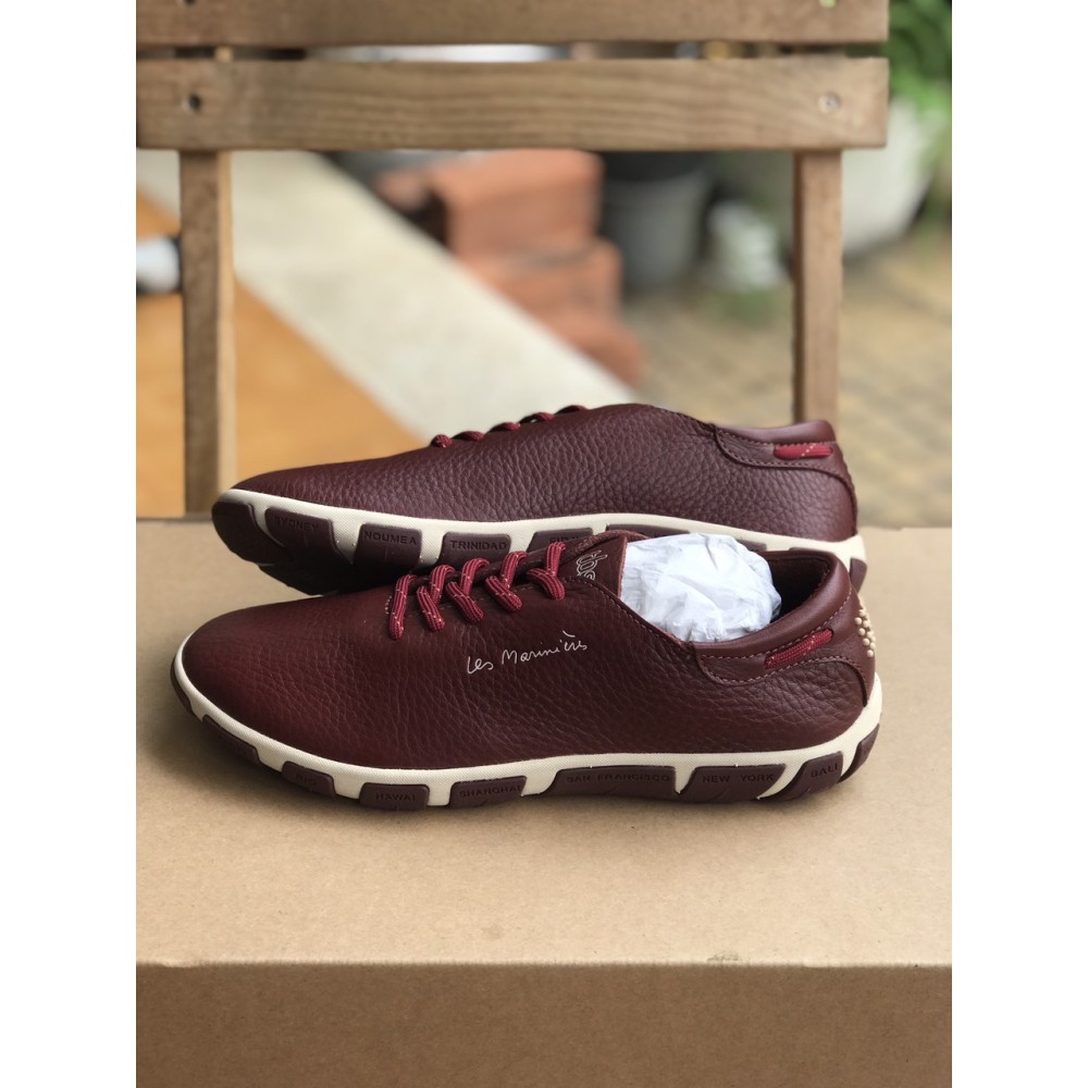 Jazaru - Đỏ rượu, da nguyên miếng, size 37 - Giày thể thao, Giày chính hãng, Giày Pháp